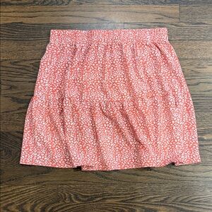 Amazon Coral Printed Elastic Waist Tiered Skirt